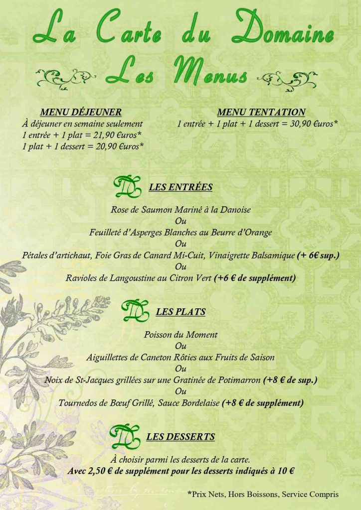 Carte - Menu Tentation domaine
