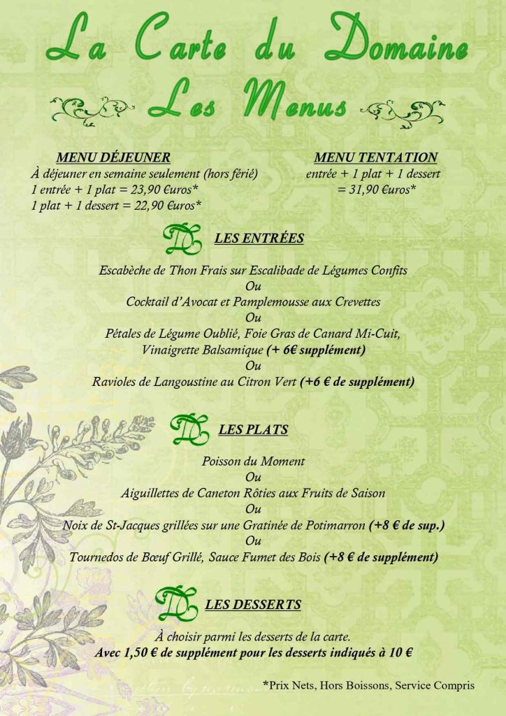 Carte - Menu Tentation domaine